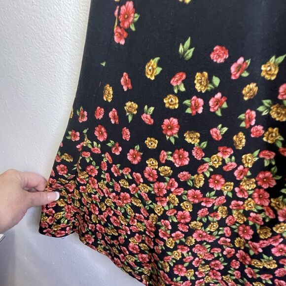 J for Justify Dress Stretch SZ‎ 2X Floral Black Red Midi Boho A-Line Flare - Picture 8 of 14